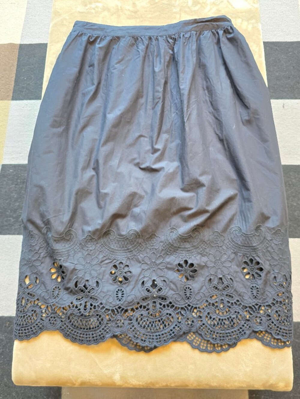 Talbots Black A-Line Skirt with Lace Detail size 14
